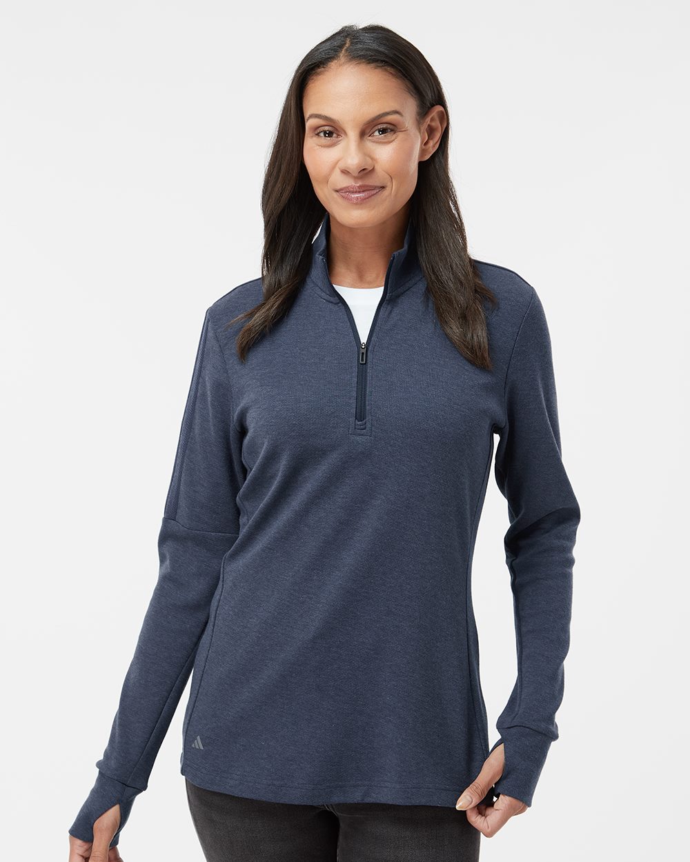 Adidas A555 Women’s 3-Stripes Quarter-Zip Sweater Pullover