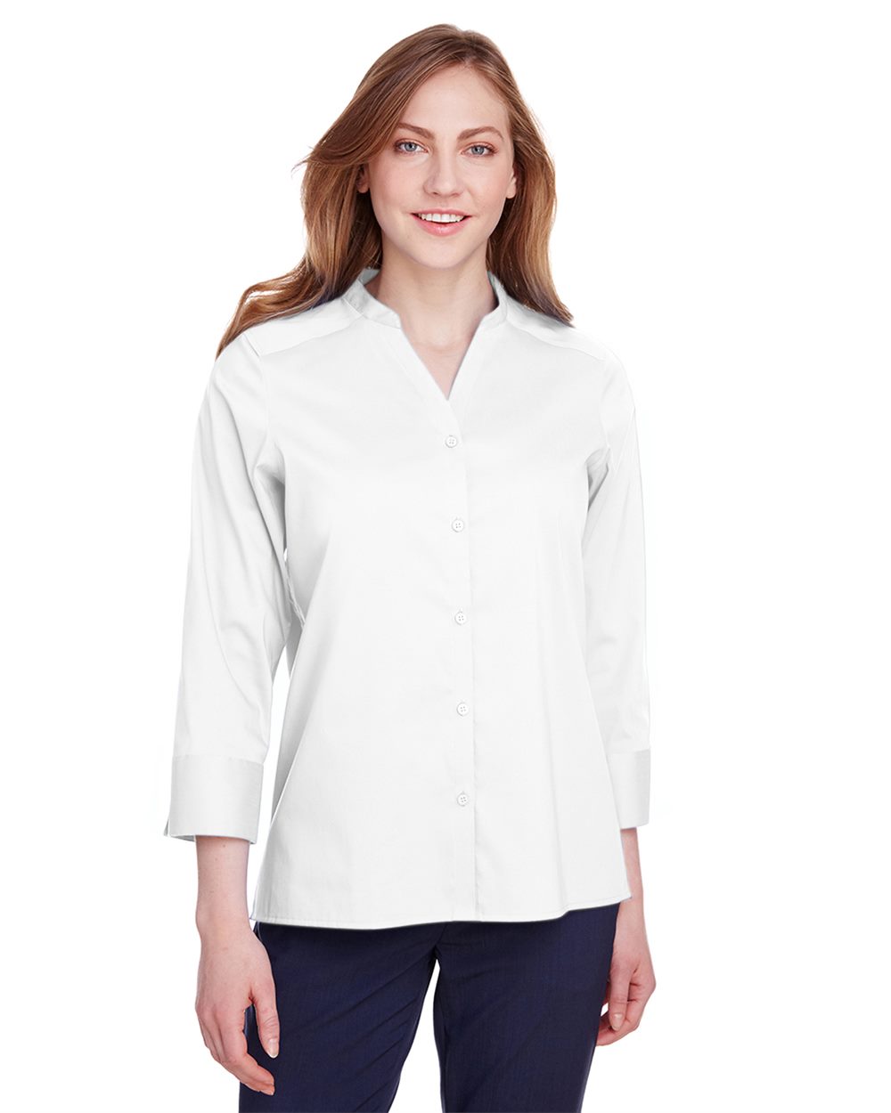 Devon & Jones DG560W Women’s Crown Collection® Stretch Broadcloth Three-Quarter Sleeve Blouse Devon & Jones DG560W Women’s Crown Collection® Stretch Broadcloth Three-Quarter Sleeve Blouse
