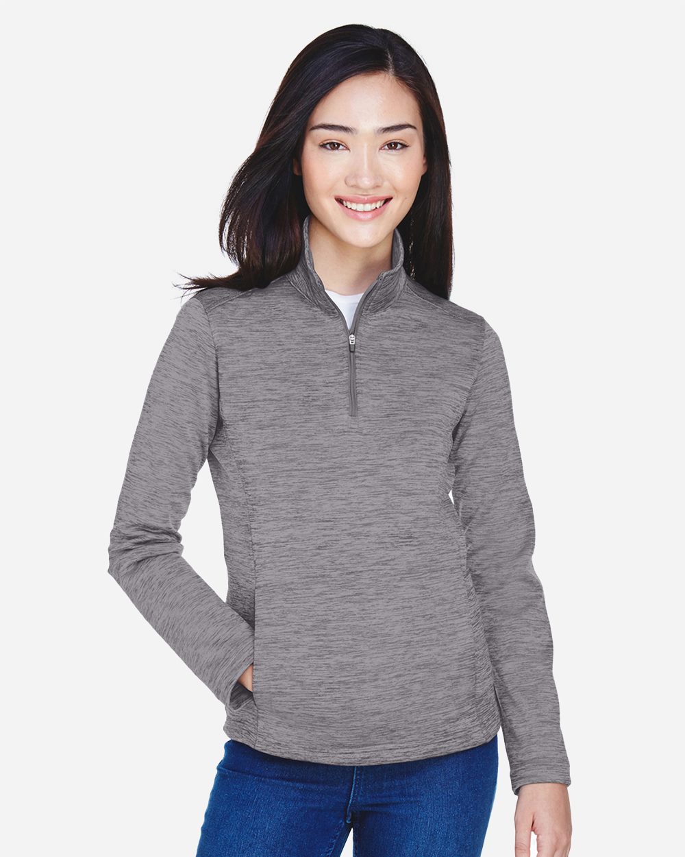 Devon & Jones DG798W Women’s Newbury Mélange Fleece Quarter-Zip Pullover