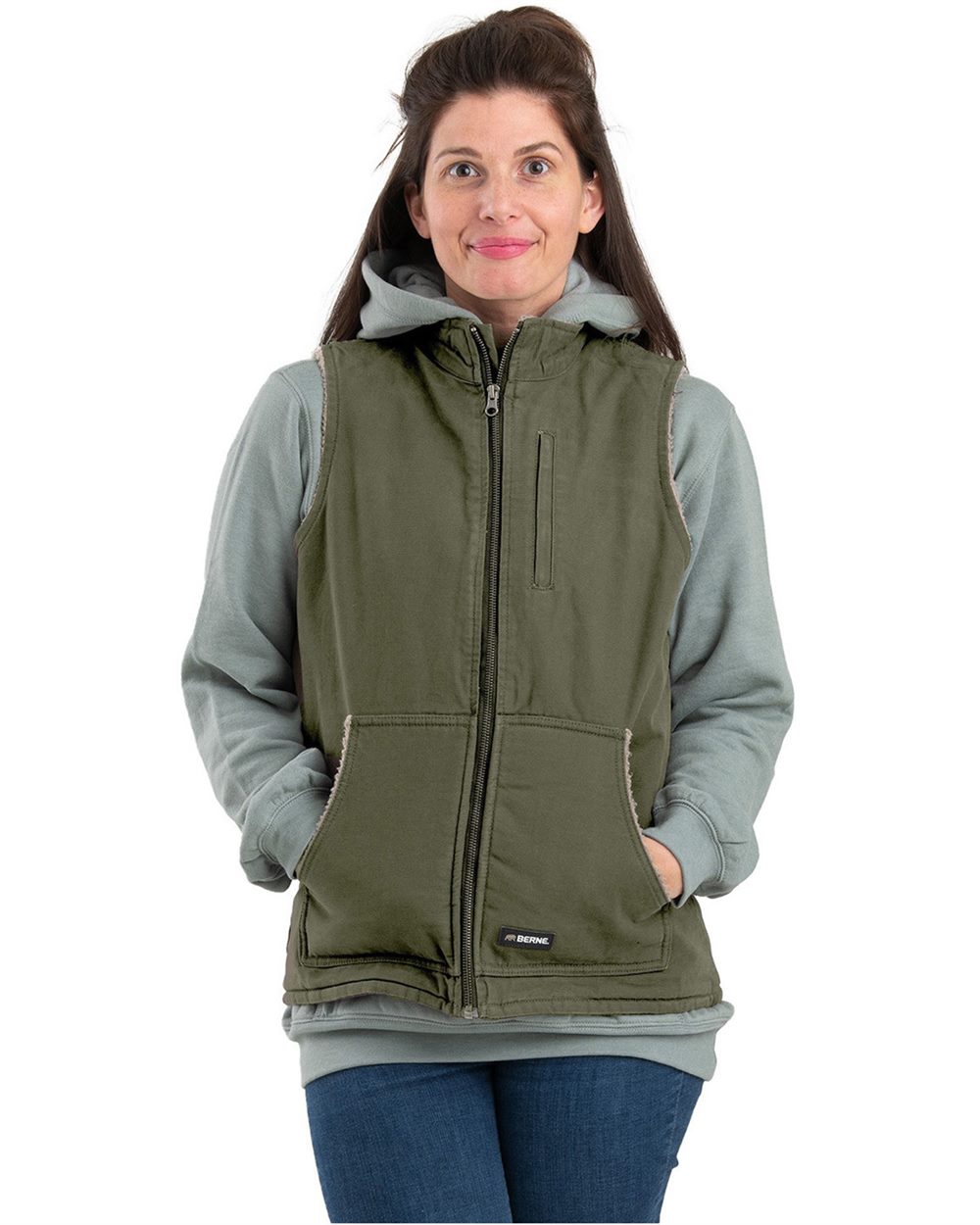 Berne Apparel WV15 Women’s Sherpa-Lined Softstone Duck Vest Berne Apparel WV15 Women’s Sherpa-Lined Softstone Duck Vest