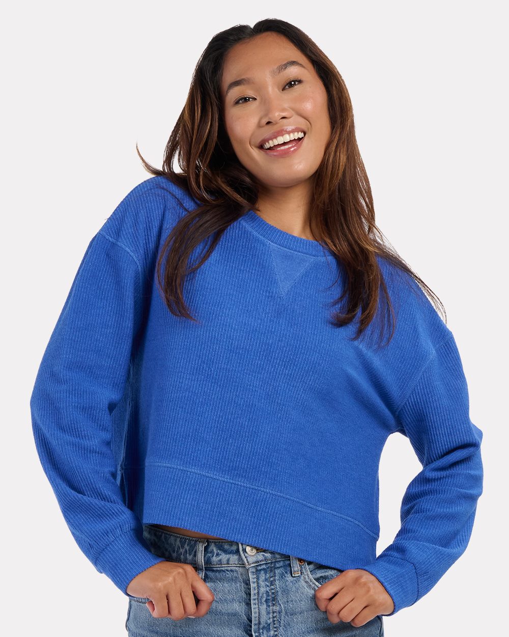 Boxercraft BW5102 Women’s Rib Knit Corded Boxy Crewneck Sweatshirt