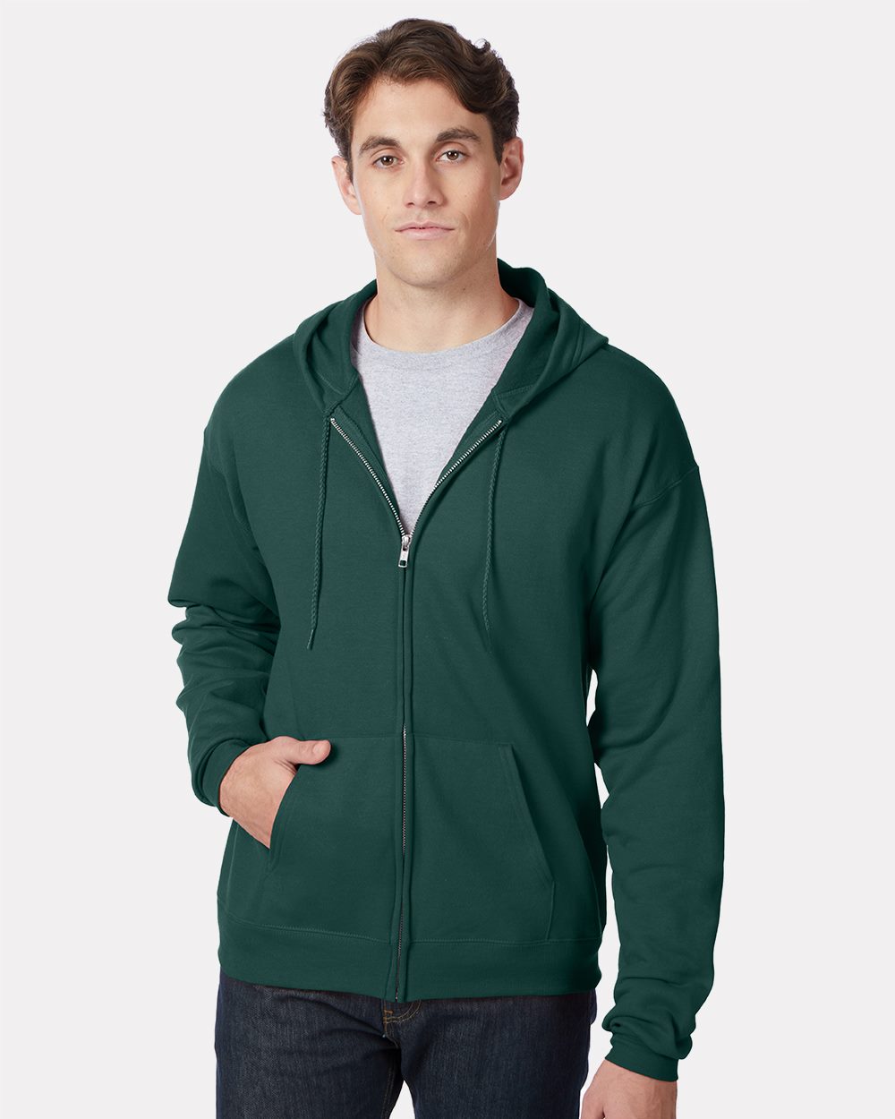 Hanes P180 Unisex EcoSmart® Full-Zip Hooded Sweatshirt Hanes P180 Unisex EcoSmart® Full-Zip Hooded Sweatshirt