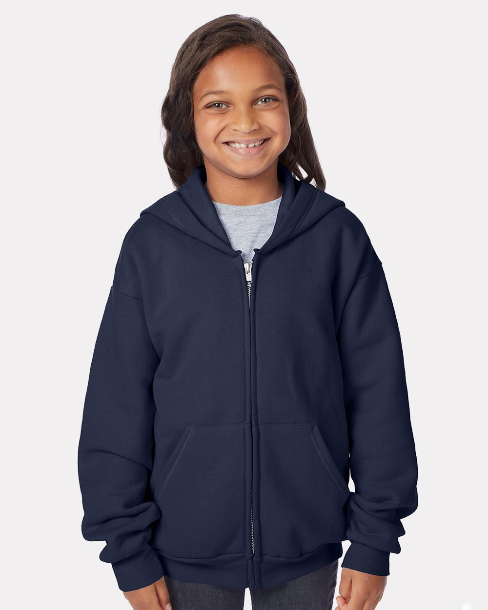 Hanes P480 Youth EcoSmart® Full-Zip Hooded Sweatshirt