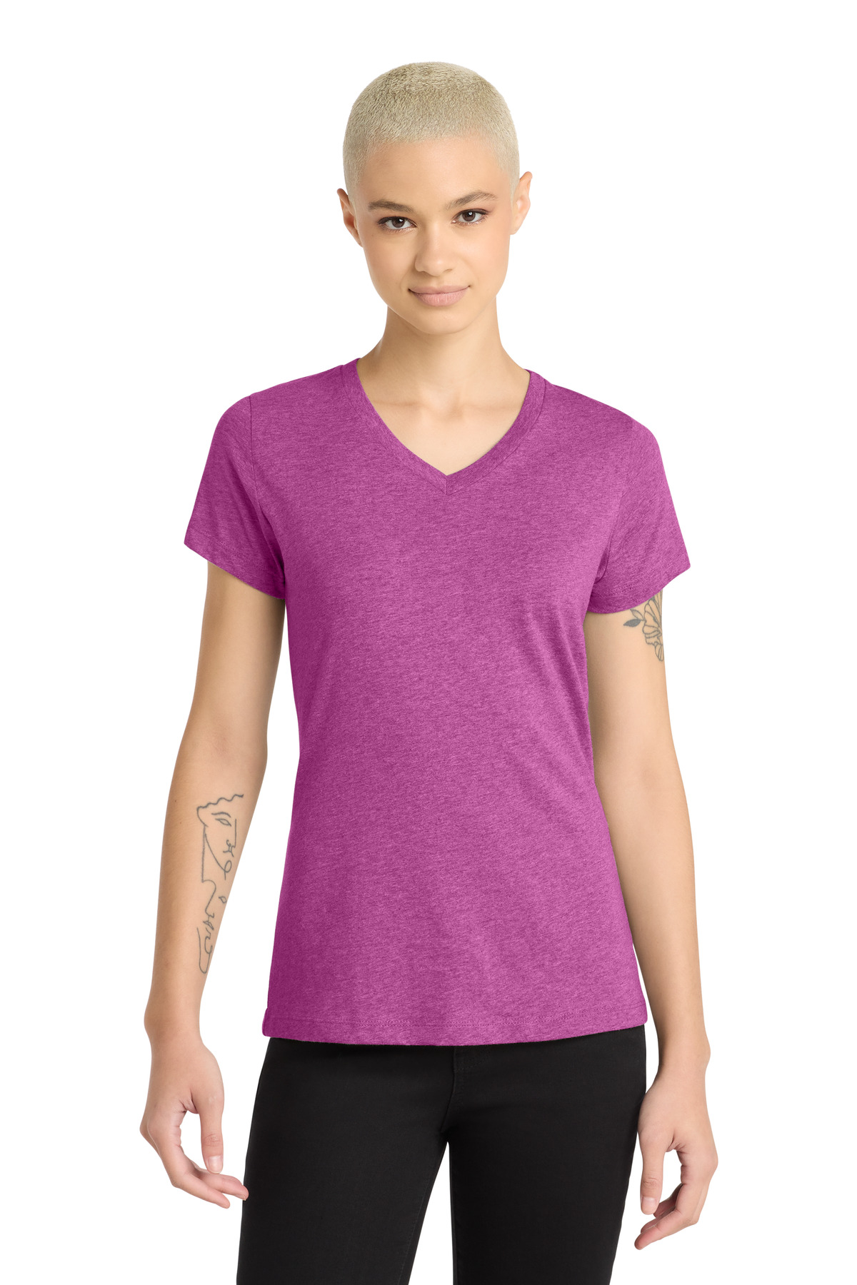 DM1190L_heatheredpinkraspberry_model_front